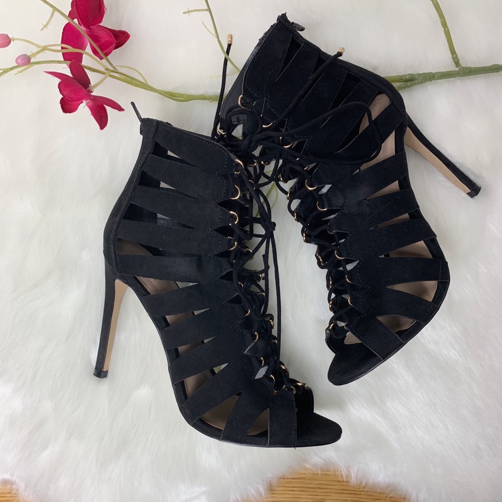 Aldo black lace up high heels size 9